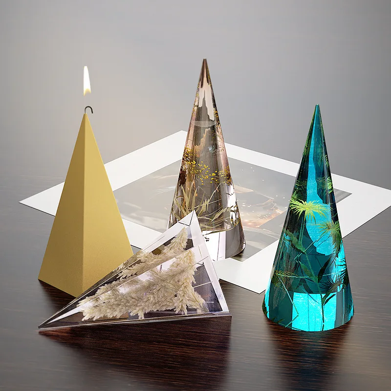 

Drop Mold Pentagonal Cylindrical Cone Ring Holder Candle Table Mirror Silica Gel Epoxy Resin Silicone Mold Craft Home Decoration