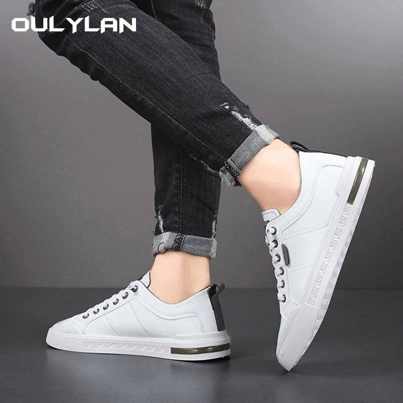 

New 2025 Men Casual Sneakers Round Toe PU Leather Rubber Sole Breathable Low Top Slip On Shoes for Everyday Wear Comfort Fit