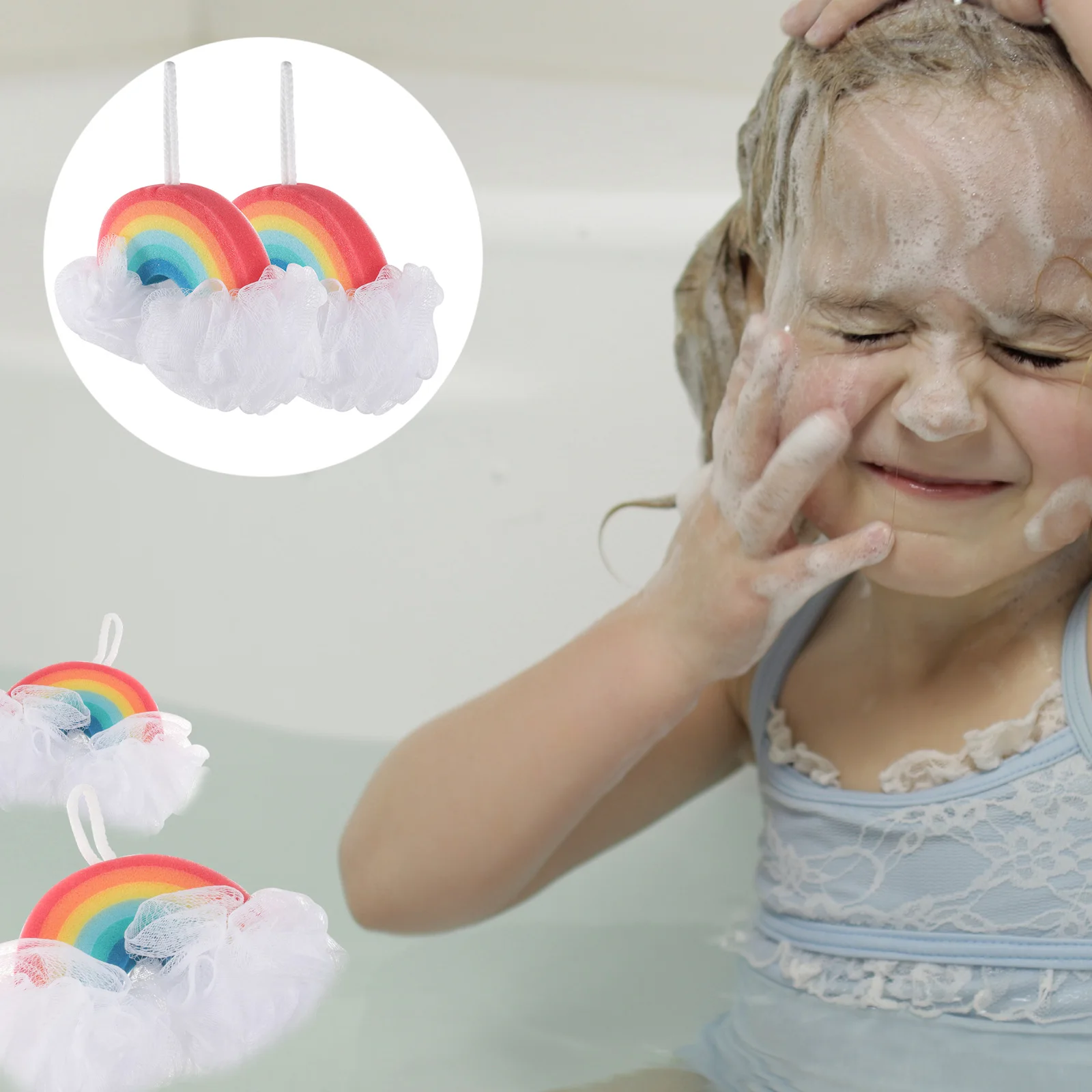 

2pcs Soft Exfoliating Body Scrubber Body Scrubber Rainbow Shower Sponge Lightweight Bath Sponge Bathing Wipe