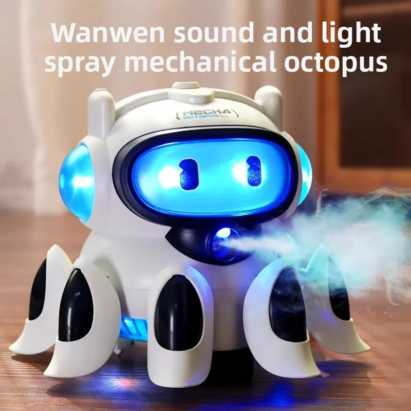 Smoke music octopus car dance with led light spray fog robot octopus electronic universal animal pet toy kids birthday gift