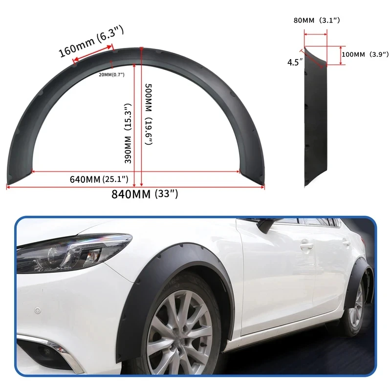Premium 4X 4.5" Extra Wide Fender Flares Wheel Arches Exterior Mod Part For Accord Civic 2
