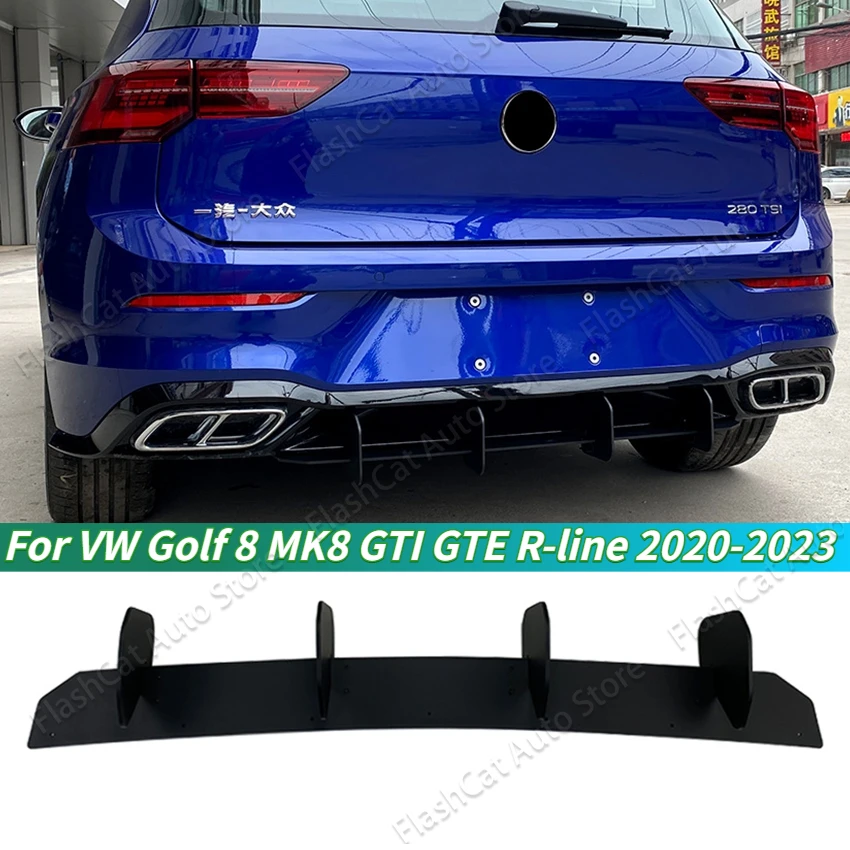 Side Splitters Racing Diffuseur Body Kit 4 Fins Rear Bumper Diffuser Spoiler For VW Golf 8 MK8 GTI GTE R-line 2020 2021 2022