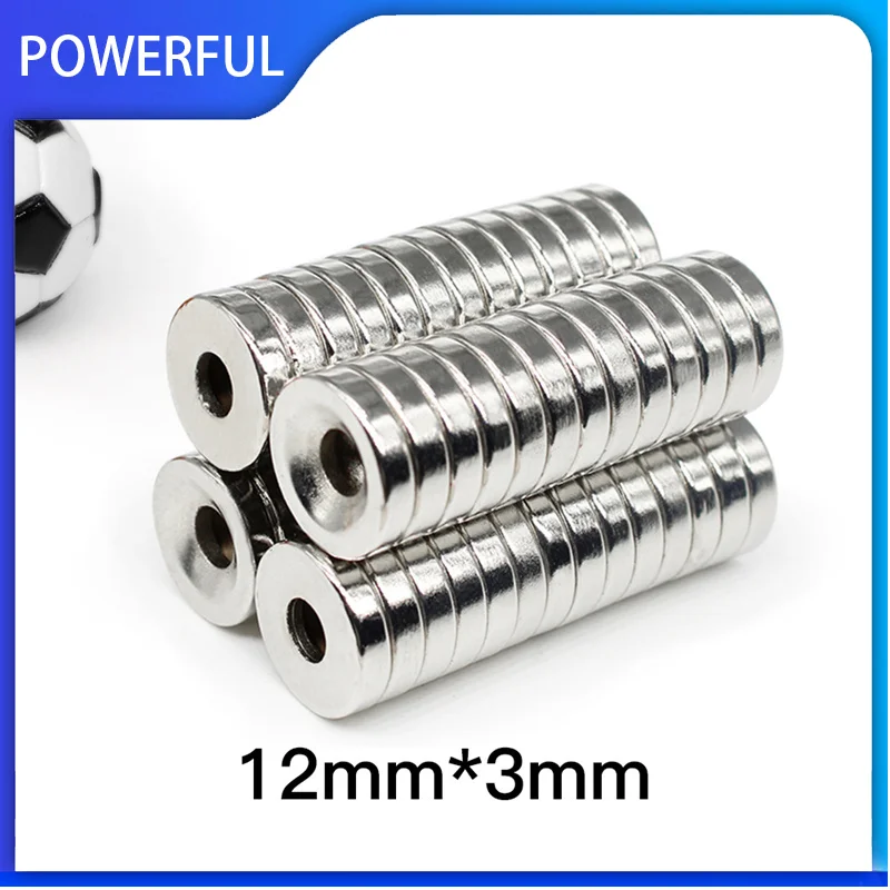 10~200PCS 12x3-4mm Neodymium Magnets 12x mm Hole 4mm Minor Diameter Round Countersunk Magnet Disc 12*3-4mm