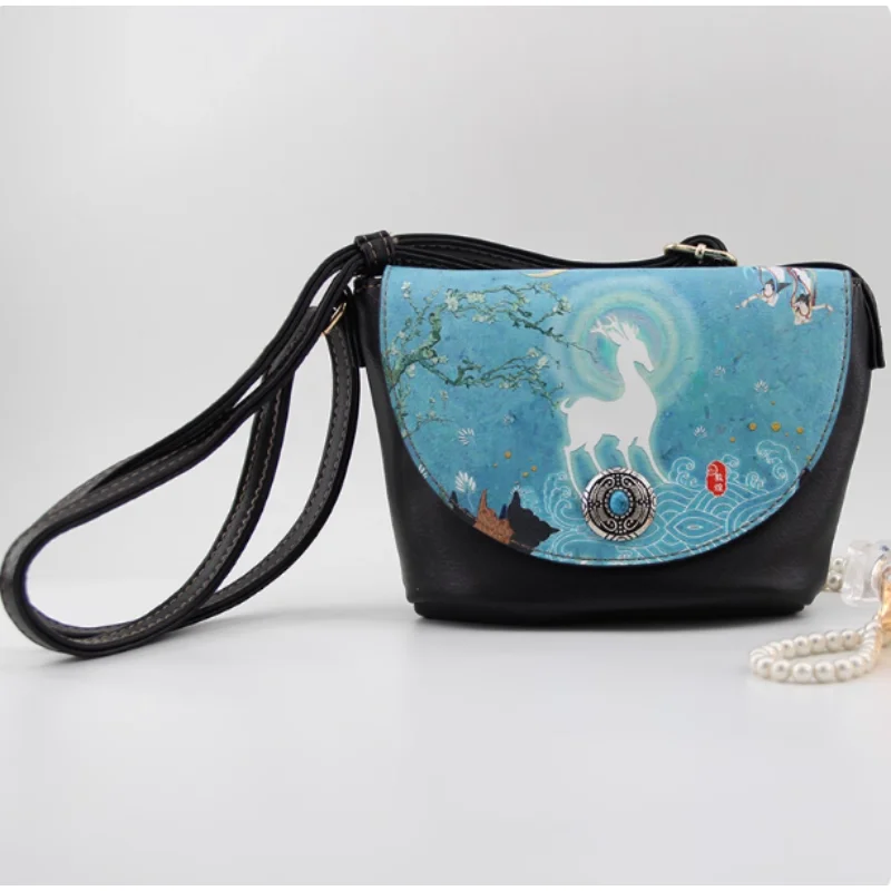 China's Nine Colored Deer Mogao Grottoes Of Dunhuang Frescoes One Shoulder Inclined Shoulder Bag