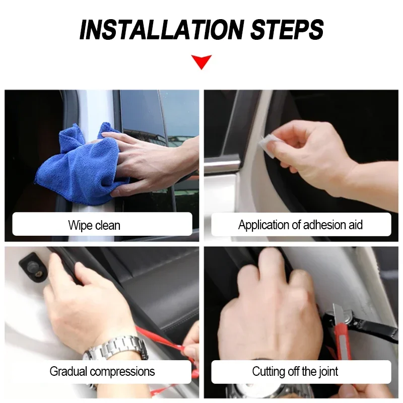 5/16/25m Car Door Seal Strips Sticker Double Layer Weatherstrip Rubber Sound Insulation For Car Door Trunk Engine Cover