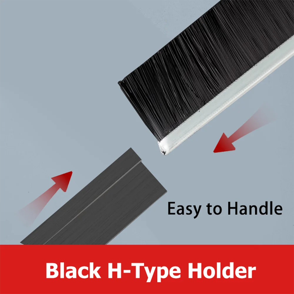 Porch Window Seal Brush Black Aluminum Alloy Holder Decoration Door Gap Connecting Windproof Dustproof Cleaning Room Accessories