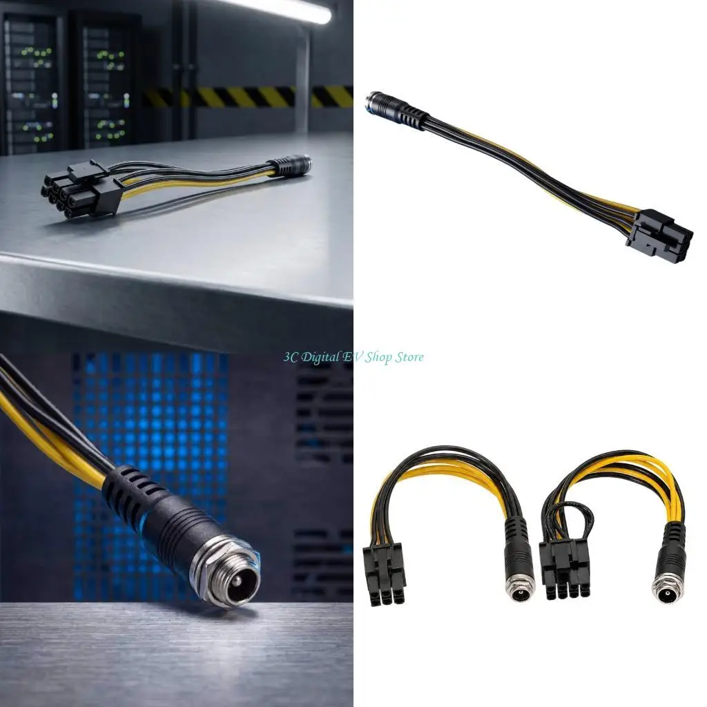 E74D Industrial DC5525 Female To PCIe 6Pin 6+2P Power Adapter Cable 18AWG Wire