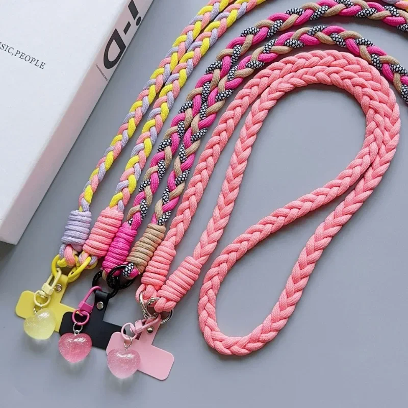 

Colourful braided rope fashion diagonal strap rope anti-loss sturdy lanyard keychain rope mobile phone love lanyard