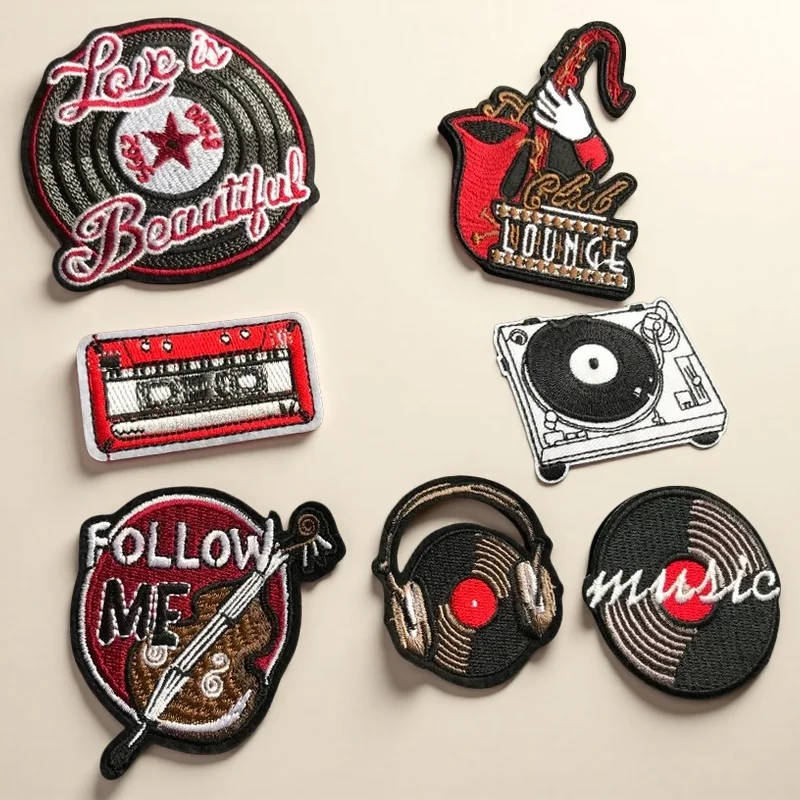 

Violin, Saxophone, Headset, Listening To Music, Adhesive-backed Embroidered Cloth Sticker