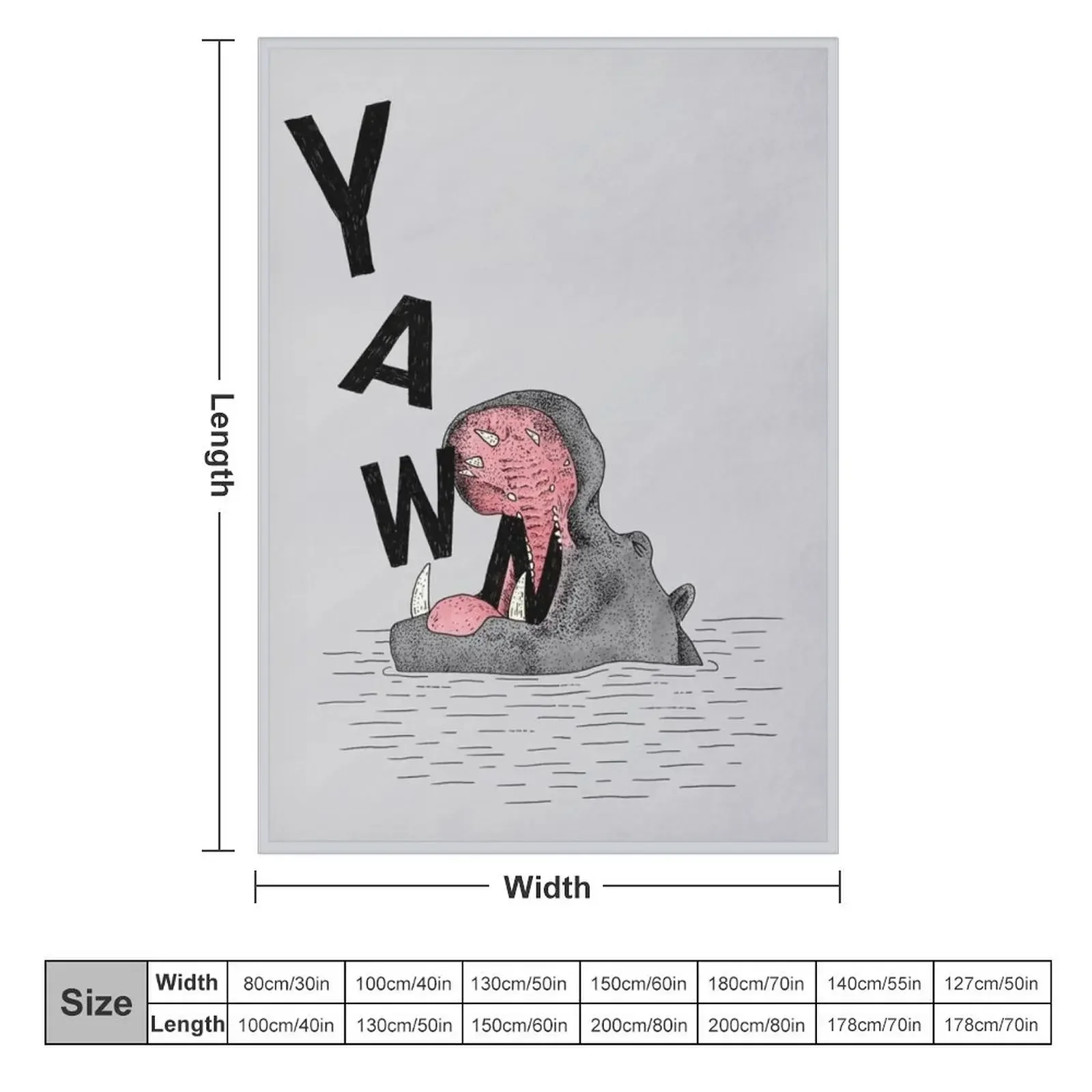 Yawning Hippo Throw Blanket Luxury Brand Flannel Fabric wednesday Blankets