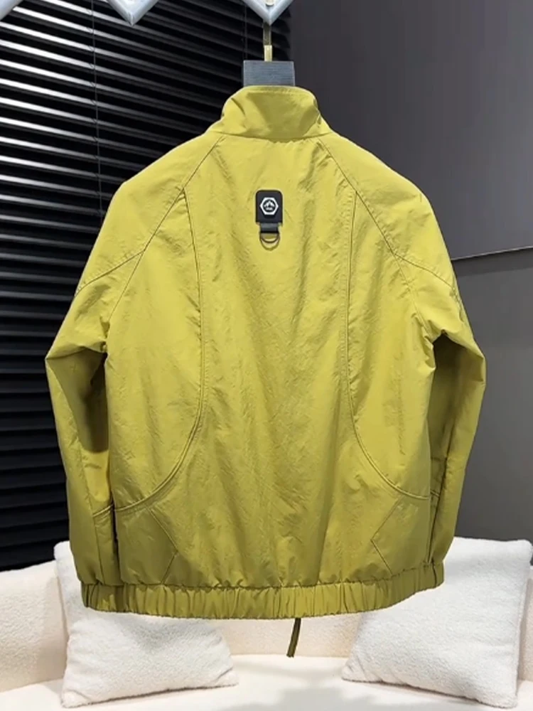 Men's Spring New Deconstructed Jacket Trendy Simple Design Stand Collar Top Fashion Casual Style Workwear Coat Zipper Loose Fit