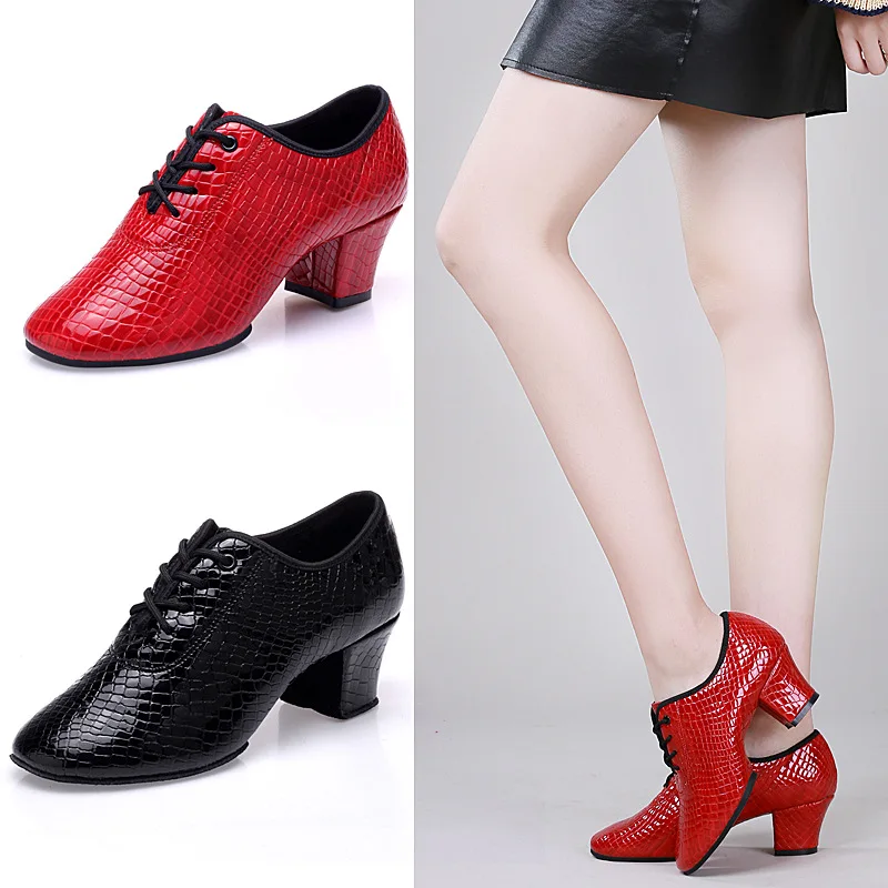 

Woman Shoes Cow Leather Middle Heel Women's Tango Flamenco Dance Shoe Girls Ballroom Modern Tango Quick Step Dance Shoes