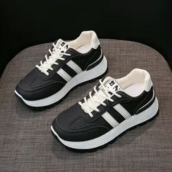 Women Platform Shoes Spring Autumn Casual Patchwork Leather Sneakers Girls Thick Bottom Vulcanised Shoes Ladies Chaussure Femme