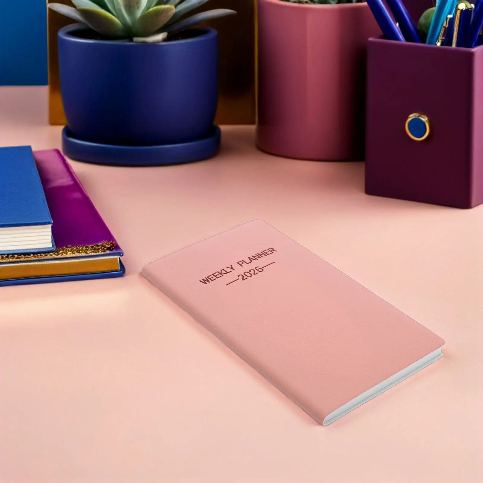 

2026 Compact Weekly Planner A6 Size Pocket Travel-Friendly Schedule Book Faux PU Cover Sewn Binding Thick Paper for Office Purse