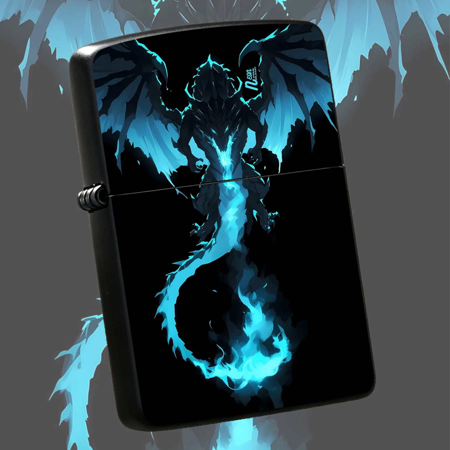 Cool Blue Flame Dark Dragon Pattern Creative Trendy Windproof Portable Outdoor Practical Ignition Tool Nice Collectible Gift Choice For Men Perfect Present For Boyfriend Father For Daily Commute Camping Daily Use A Fun And Humorous Lighter