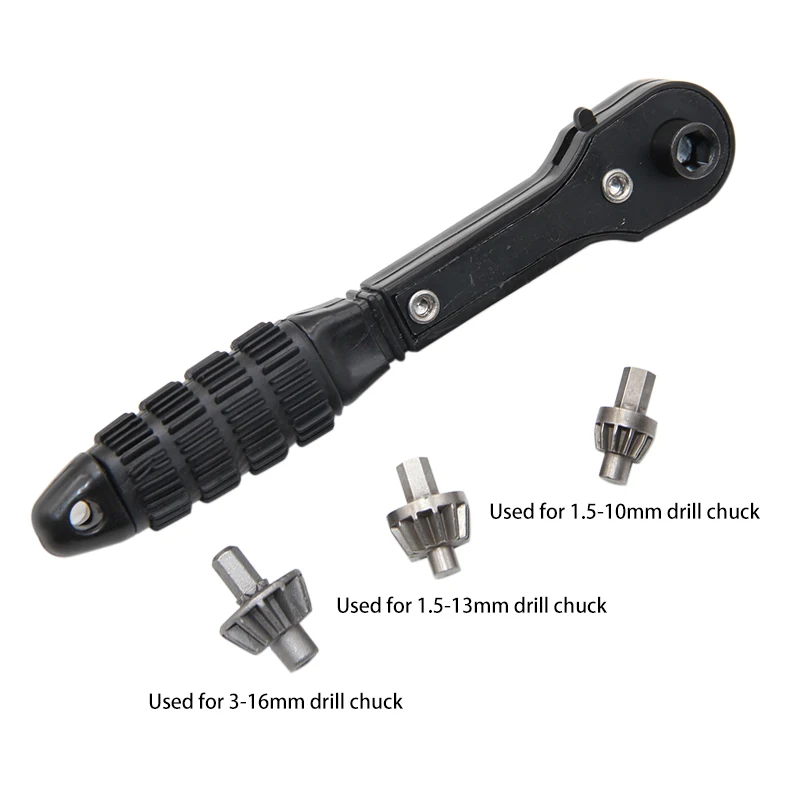 Schwarzer H-förmiger Bohrfutterschlüssel mit Ratsche 2-in-1 Multifunktional 1,5-16mm Handwerkzeug für Heimwerker – Detail 4
