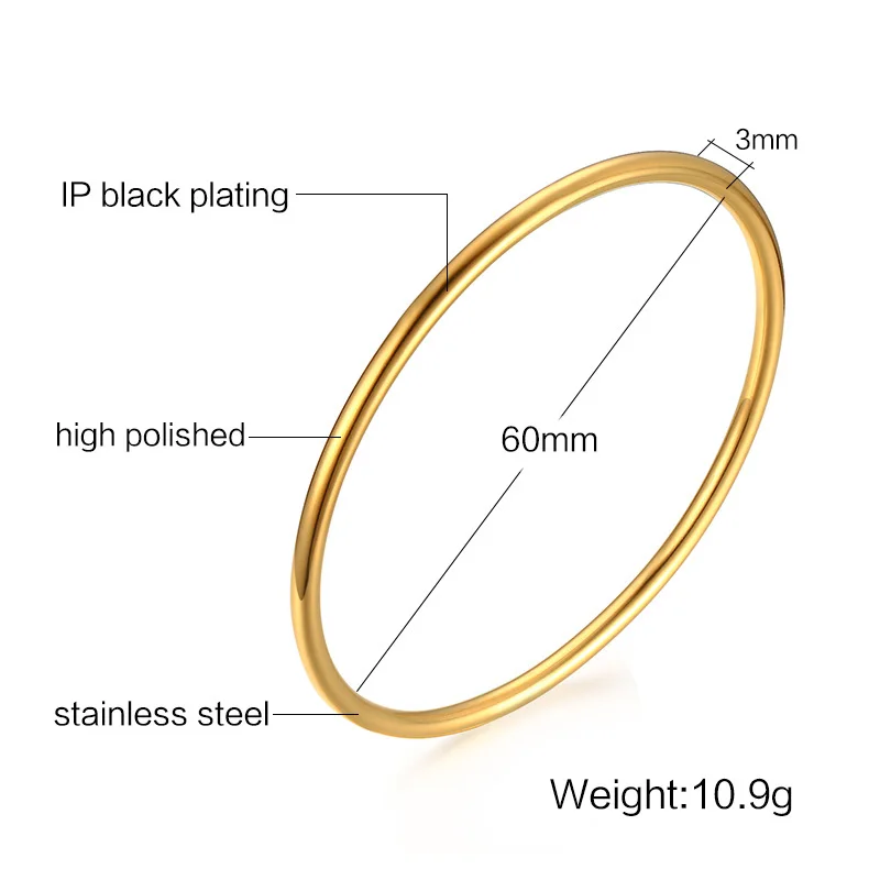 Women Gold Color Stainless Steel Cuff Bracelet, Chic Jewelry Wristband Plain Slip Bangle, Stacking Bracelet Gift to Young Girls