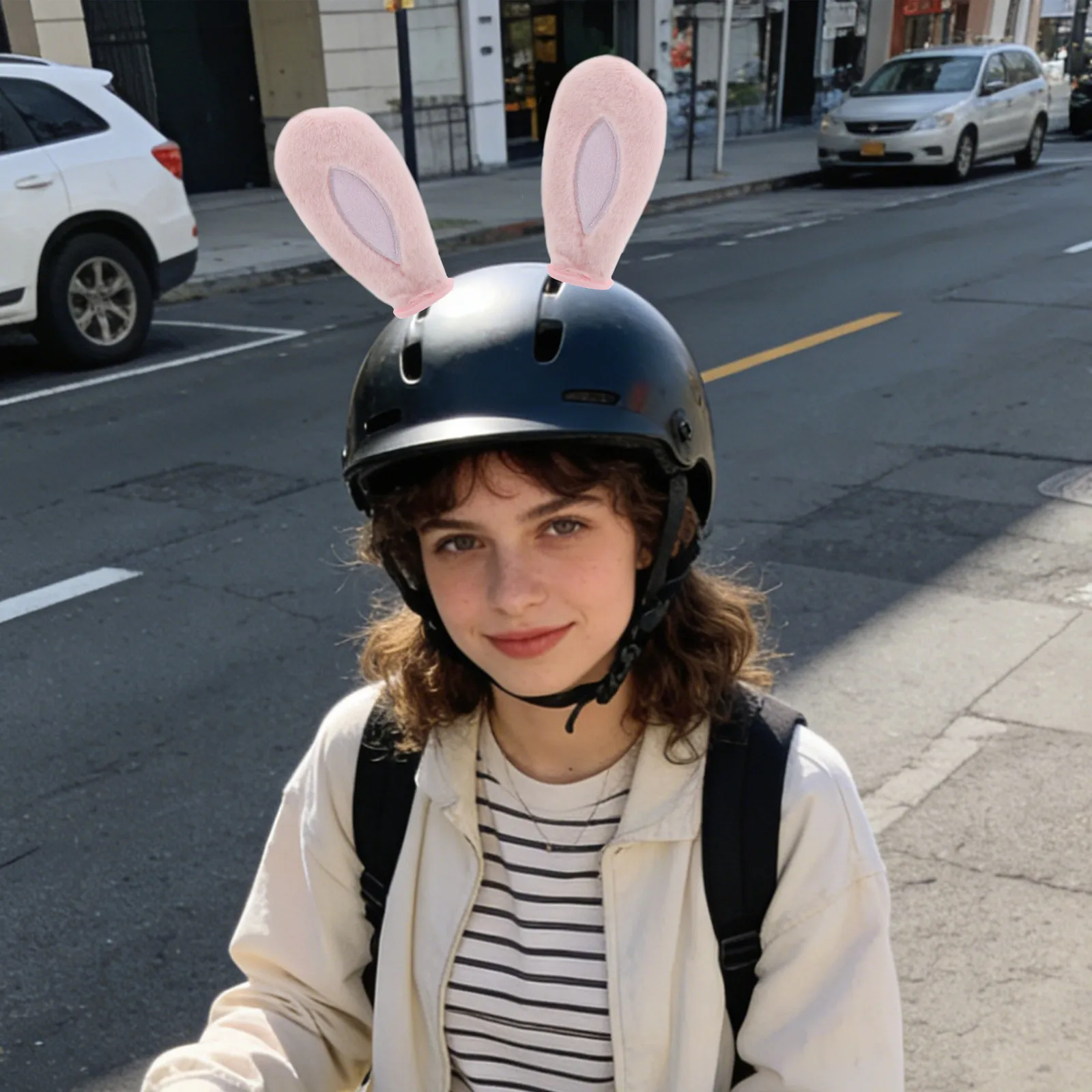 

2Pairs Decorative Bunny Ears White Rabbit Ears for Motorbike Ski Motorcycle Decoration Riding Cosplay Accessories