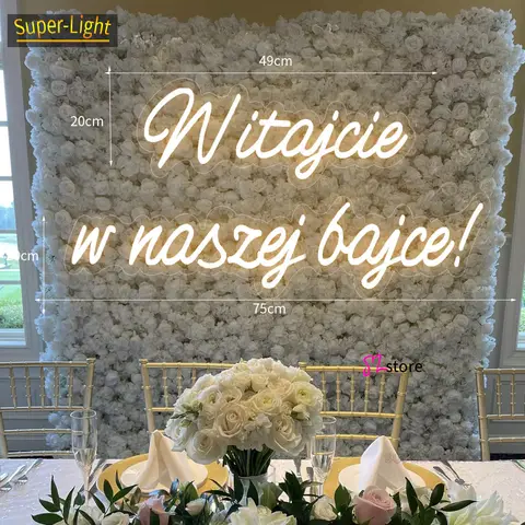 큰 75cm 맞춤형 네온 불빛 LED 네온 사인 Witajcie w naszej bajce! 결혼식 생일 방 홈 장식 서명