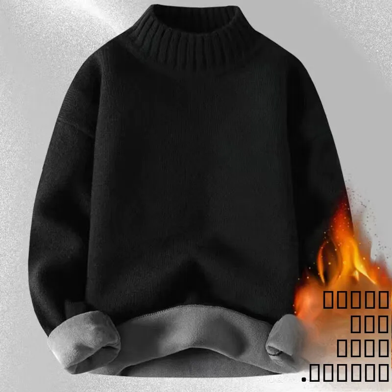 

Thiened High Collar Knitted Velvet Men's Sweater Youthful Sle Winter Season Long Sve Full Zipper Color Faion