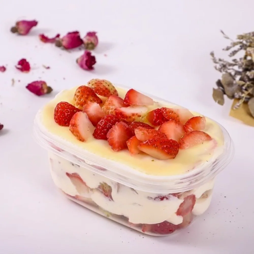 

50pcs Clear Dessert Container with Lid Oval 500/280ML Cake Packing Box Portable Individually Packaged