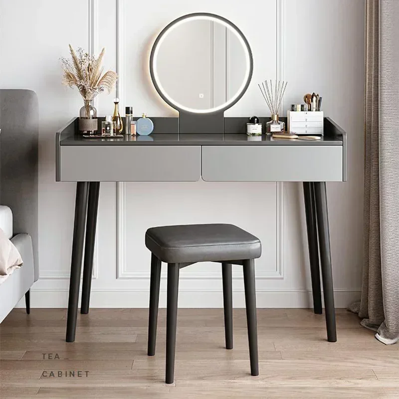 ห้องนอนหรูหราโต๊ะเครื่องแป้งห้อง Tocador ชุดเก้าอี้ Modern Nordic Vanity Minimalist Organizer Vanitty Tocador ข้างเตียง Dresser
