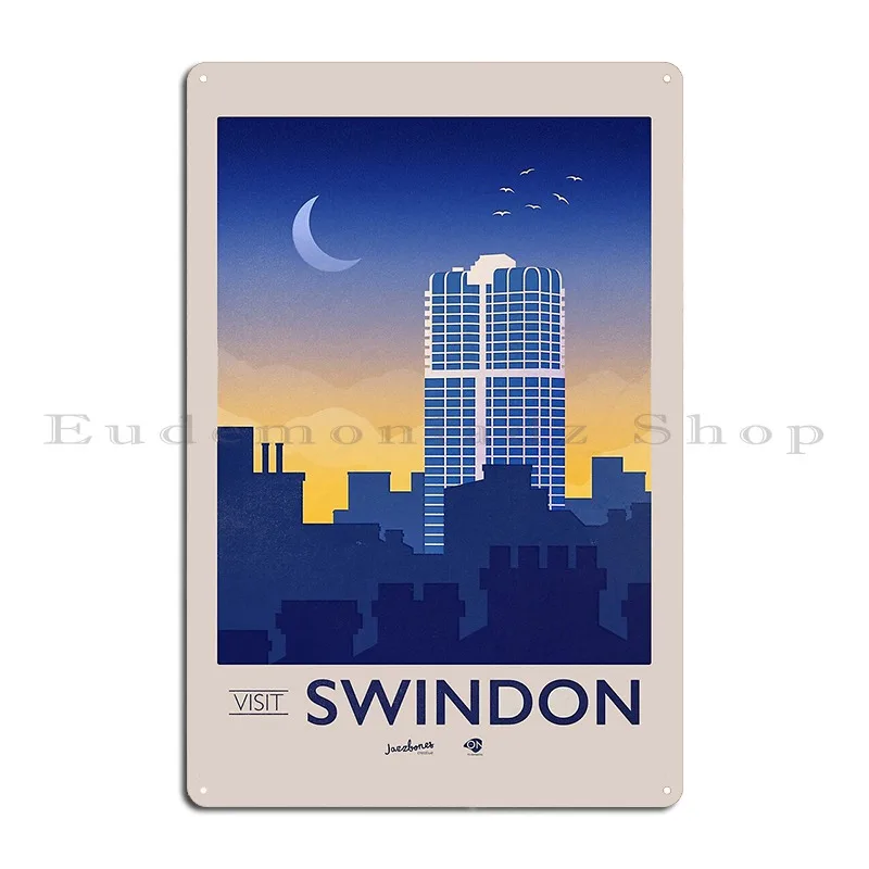 Visit Swindon Travel Poster John Murry Building Metal Plaque Poster Rusty Create Garage Retro Bar Tin Sign Poster