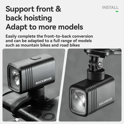 Imagen 2 del producto ROCKBROS-faro de elevación para bicicleta, 1000LM, línea de corte, luz colgante delantera para bicicleta, pantalla de visualización de potencia inteligente, alto brillo