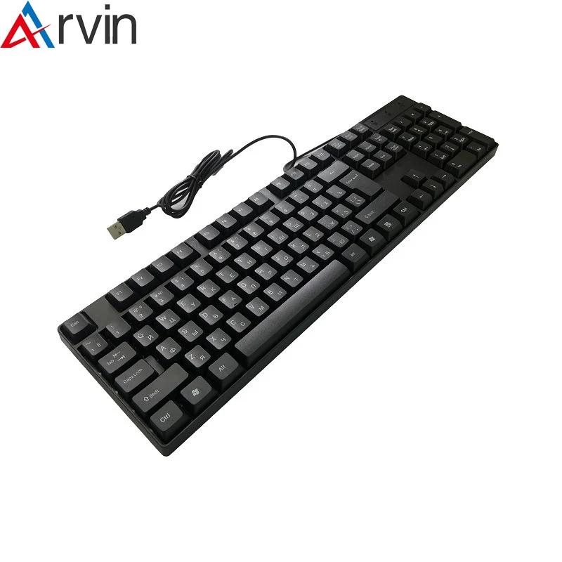 

Keyboard Wired 104 Keys English Russian Spanish Arabic French Ergonomic Keyboard USB Cable Full Size for Laptop Office Computer