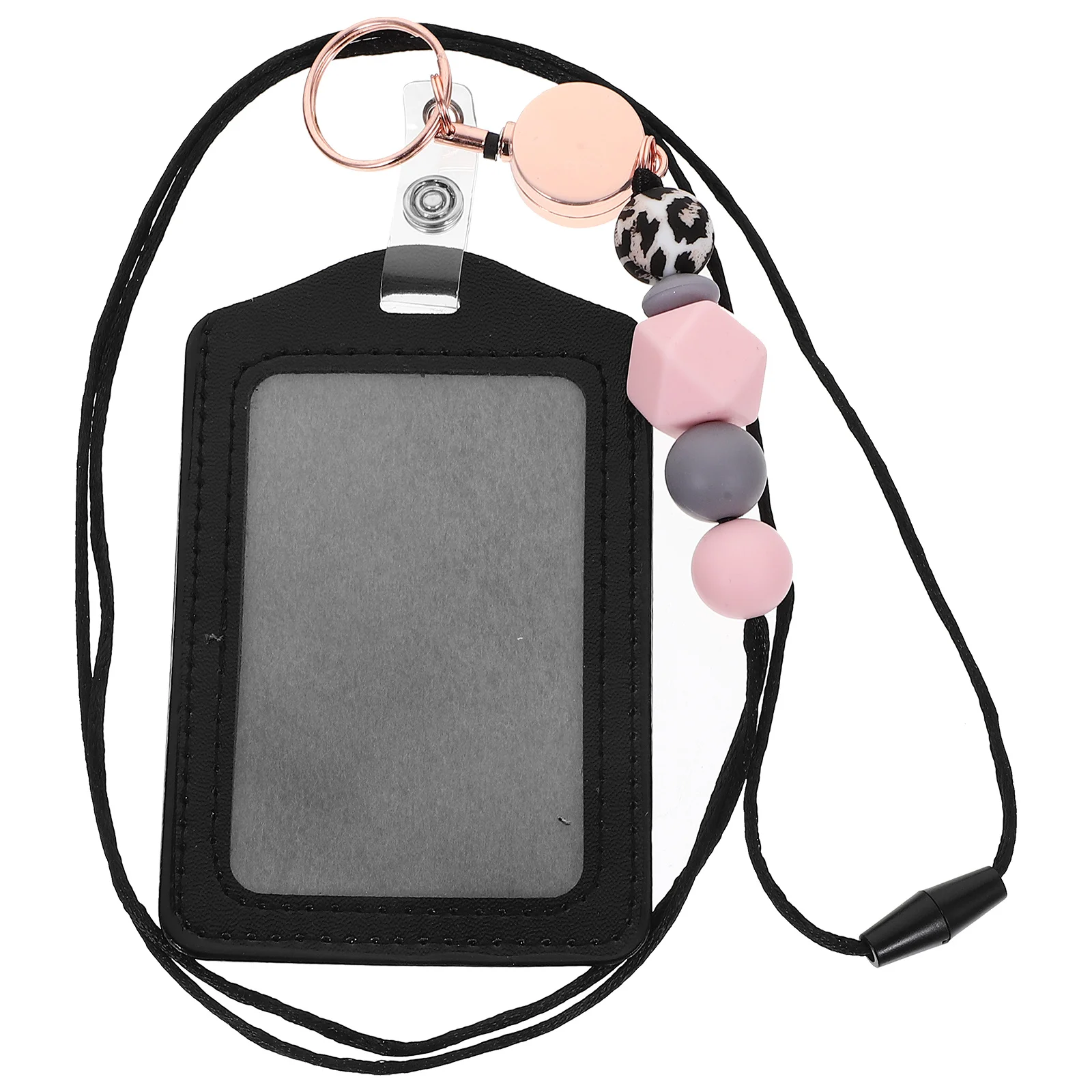 

1 set Silicone Bead Lanyard Id Card Holder Name Tag Badge Holder Portable Multifunction Sleeve For Work Student Cards