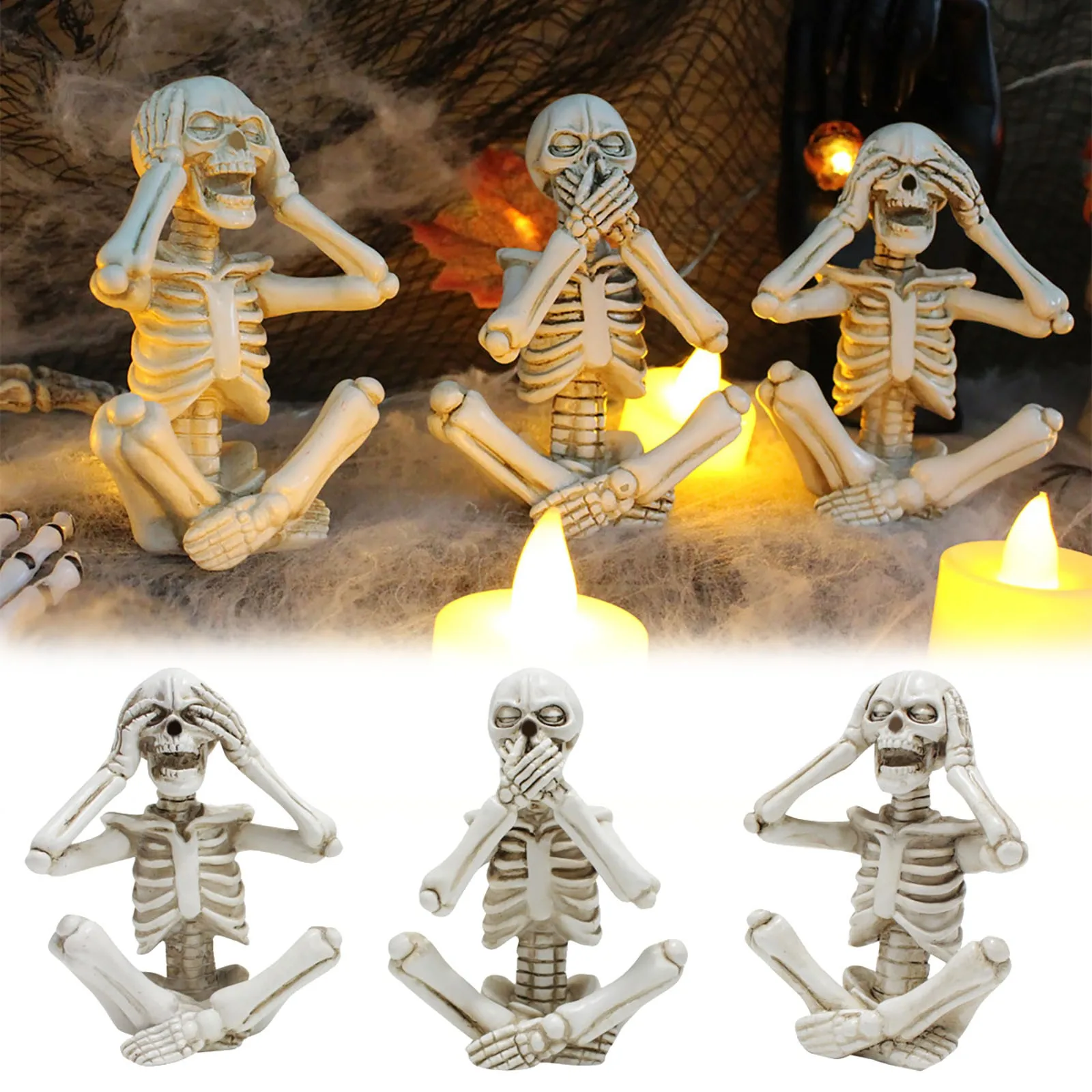 

Resin Handicraft Ornaments Yoga Skull Character Ornament Skull Resin Crafts Skeleton Human Body Home Decoration Accessories