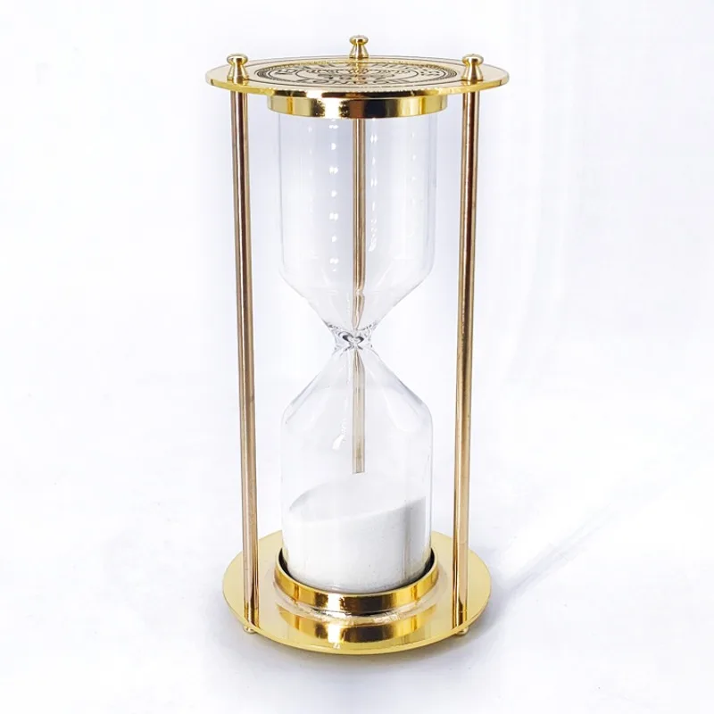 Hourglass 30-minute sand timer retro brass white sand clock