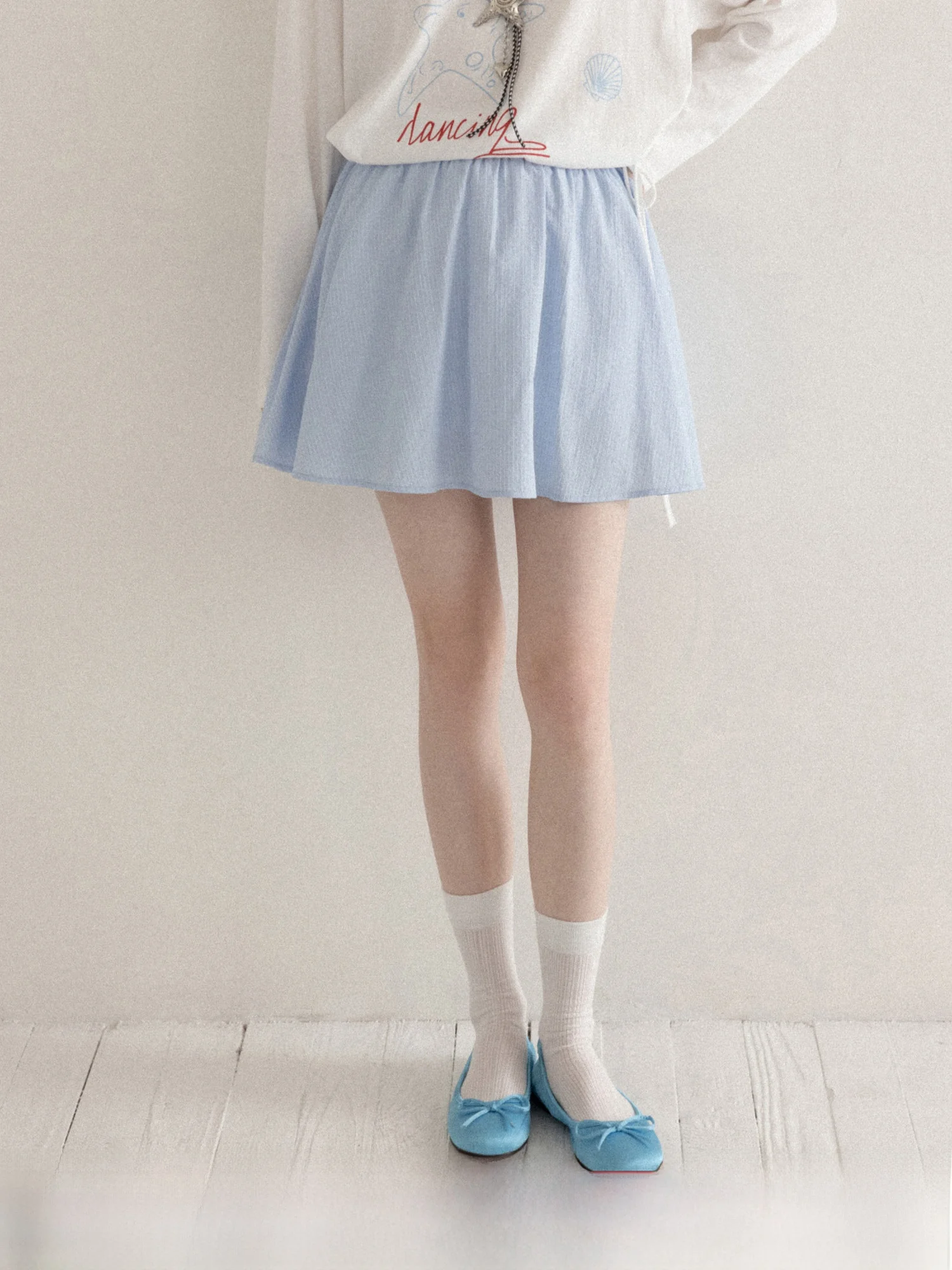 

Синяя текстурированная юбка А-силуэта с высокой талией для женщин, удобная для повседневной носки, дышащая, из полиэфирного волокна, весна 2026