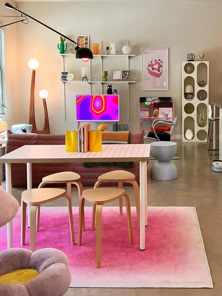 Living Room Carpet Large Size Pink Gradient Carpets Bedside Floor Mat Girly Cute Creative Home Decoration Rug for Bedroom 거실 카펫