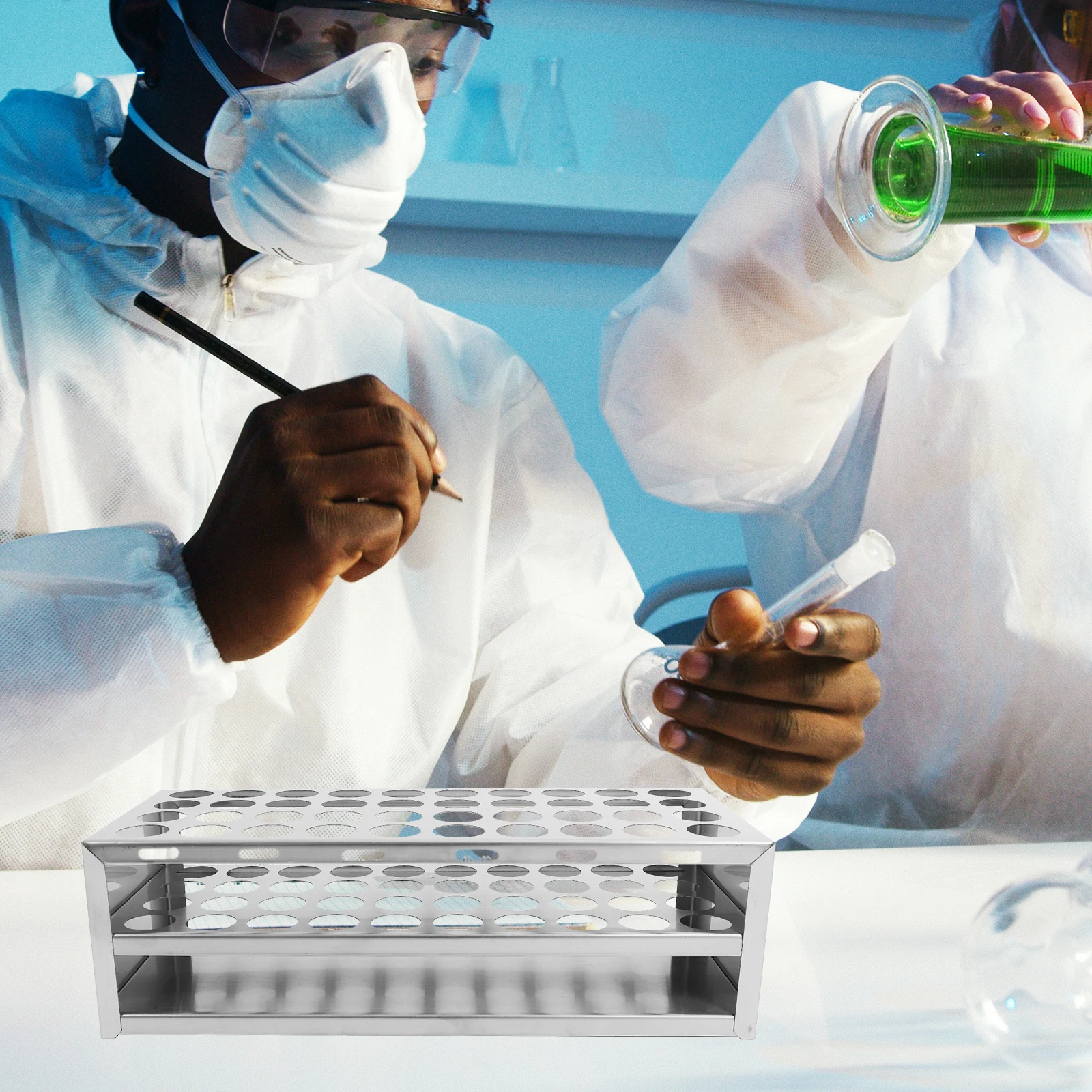 

40 Hole Test Tube Display Rack Stand Portable Lightweight High Temperature Resistant Lab Accessory Test Tubes Rack