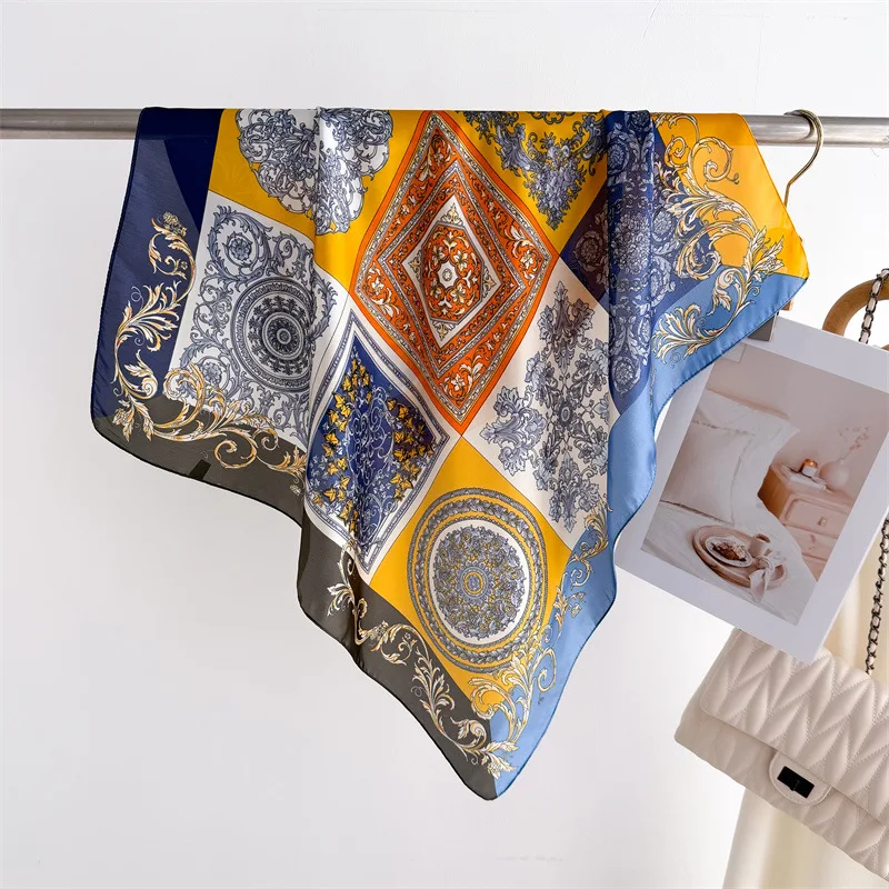 Fashion Print Haarbanden Vierkante Sjaal Vrouwen Lente Nieuwe Elegante Bloemen Bandana Halsdoek Hoofdbanden Foulard Vrouwelijke Sjaals