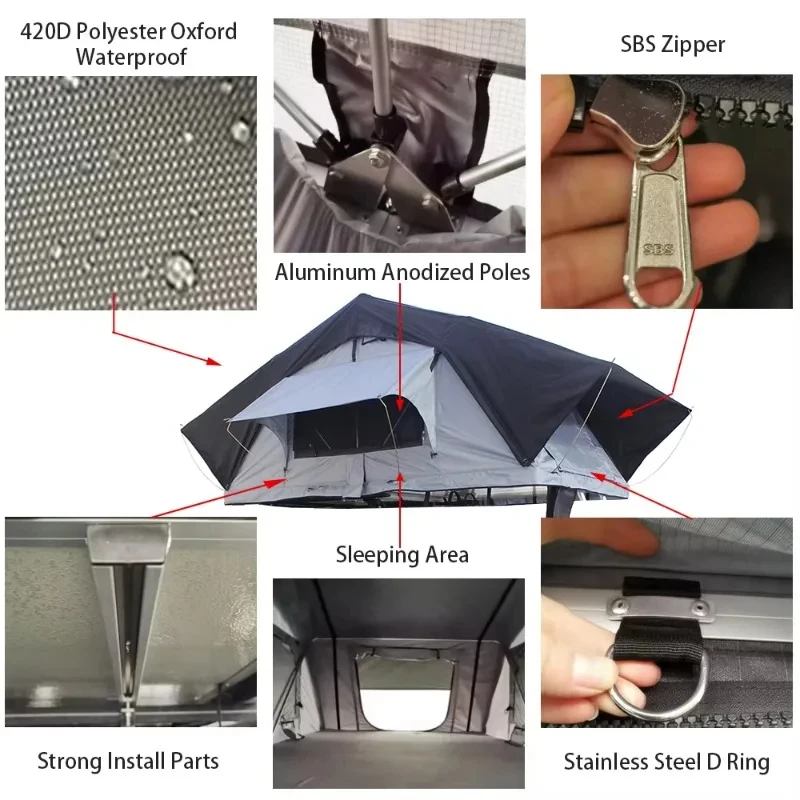 High Quality 2-3 Person Ripstop Outdoor Soft Roof Top Tent for Cars