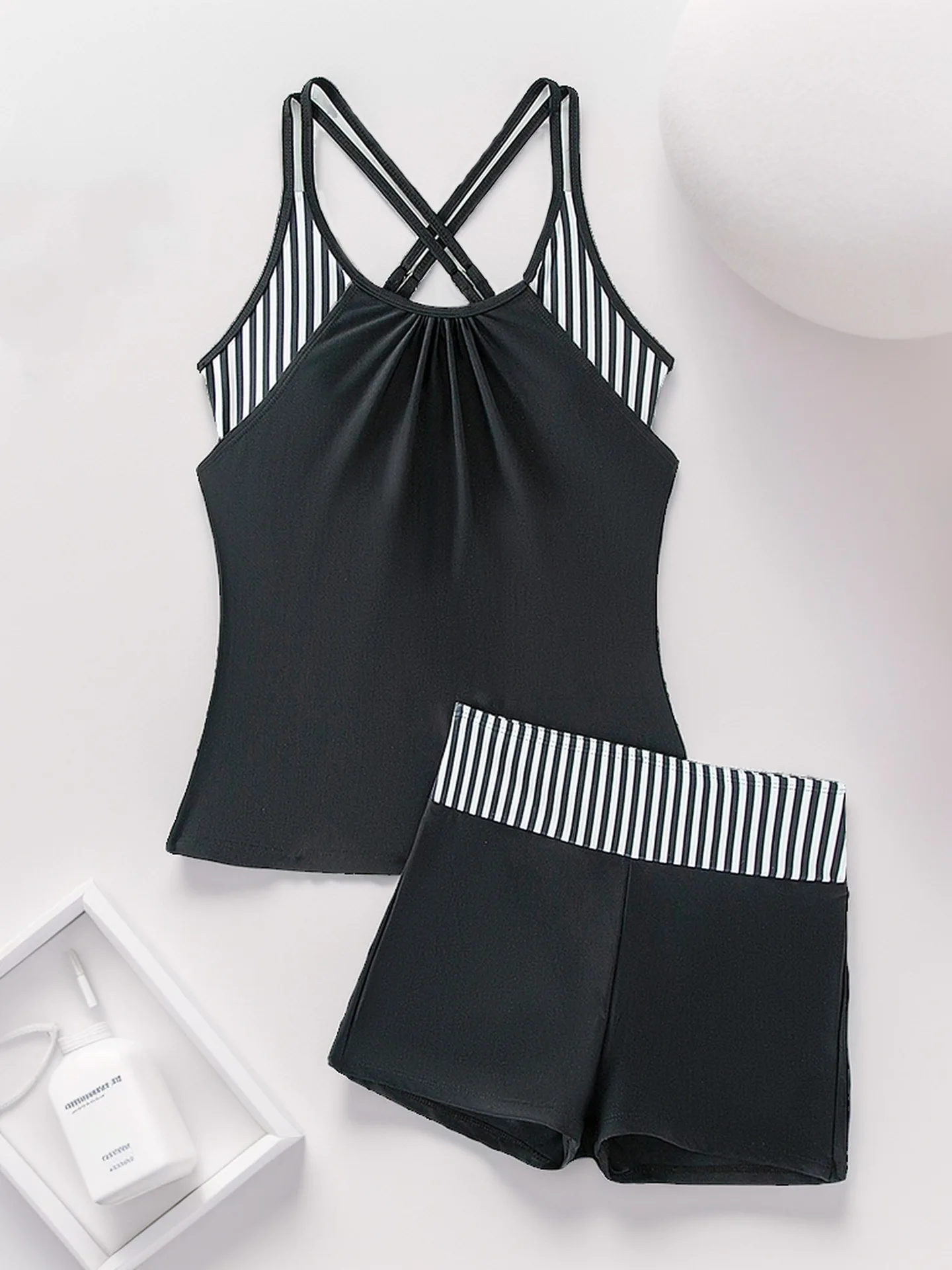 Women's Printed Tankini Set Conservative Swimwear with Shorts Summer Boho Clothes Swimsuit Holiday Two Piece Shorts Set Outfits