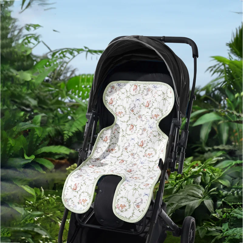 Baby Stroller Seat Liner Cooling Pad, Tencel Linen Breathable Anti-Slip Seat Cushion, Washable, Fits Most Strollers Car Seats, 7