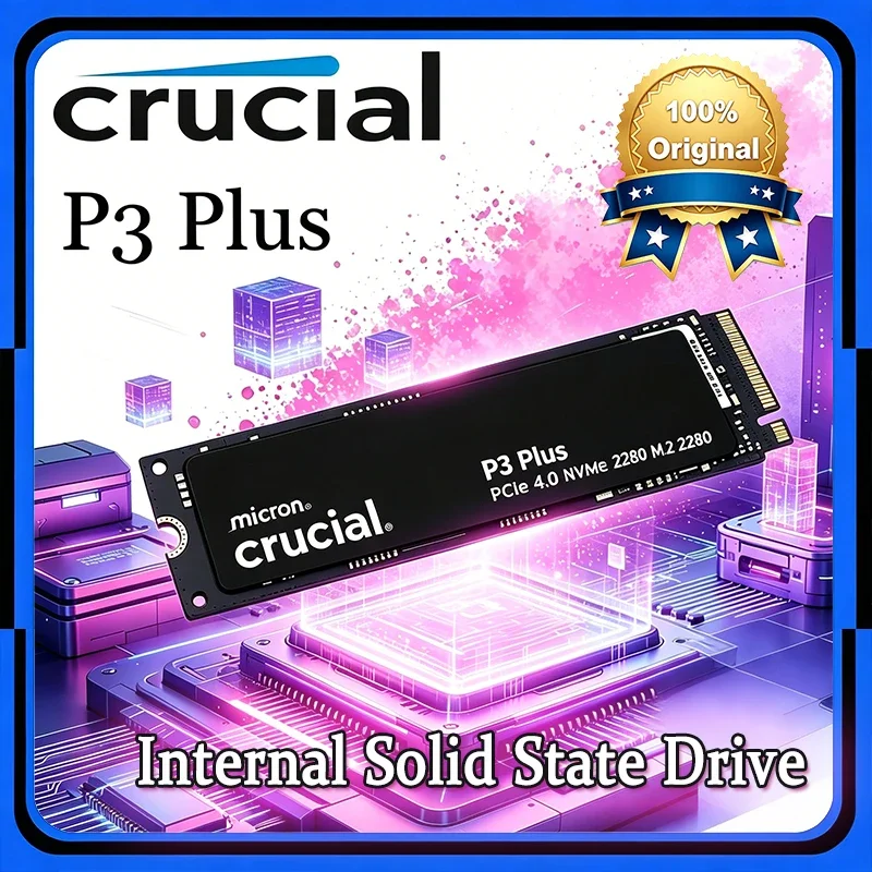 Unidad de Disco Duro Interna Crucial P3 Plus SSD de 1 TB y 2 TB PCIe Gen4 NVMe M.2 (Paquete OEM) y Unidad de Disco Duro Crucial NVME 2280 P310 de 1 TB y Crucial T500