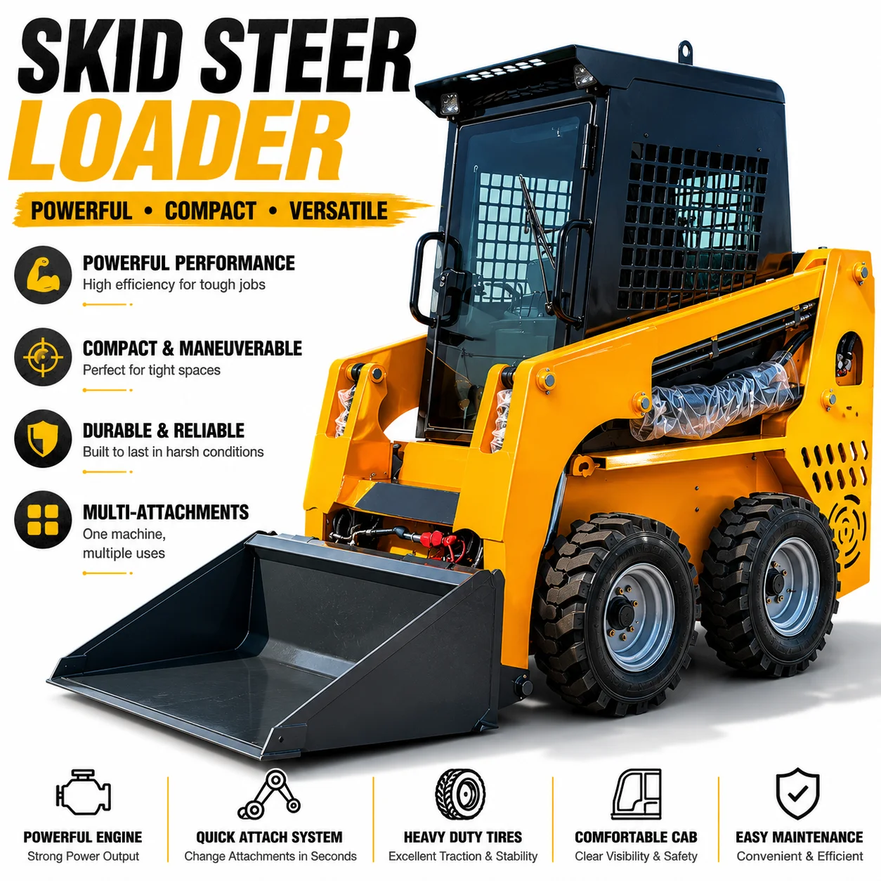 

Customized Mini Skid Steer Loader CE Certified Euro 5 Compact Loader for Landscaping and Agriculture