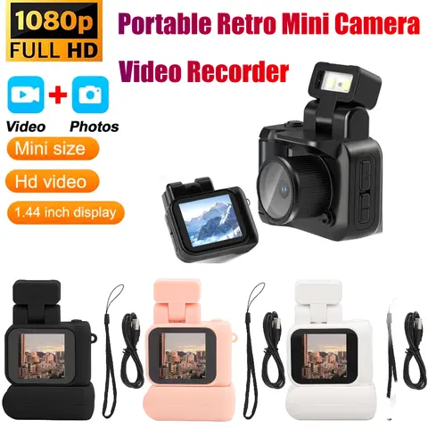 HD 1080p 미니 카메라 화면 휴대용 레트로 울트라 컴팩트 Y4000 미니 카메라 비디오 레코더 플래시 램프 및 배터리 도크