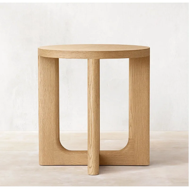 American furniture solid wood edge table, French rural retro living room corner table, American simple oak wabi-sabi coffee