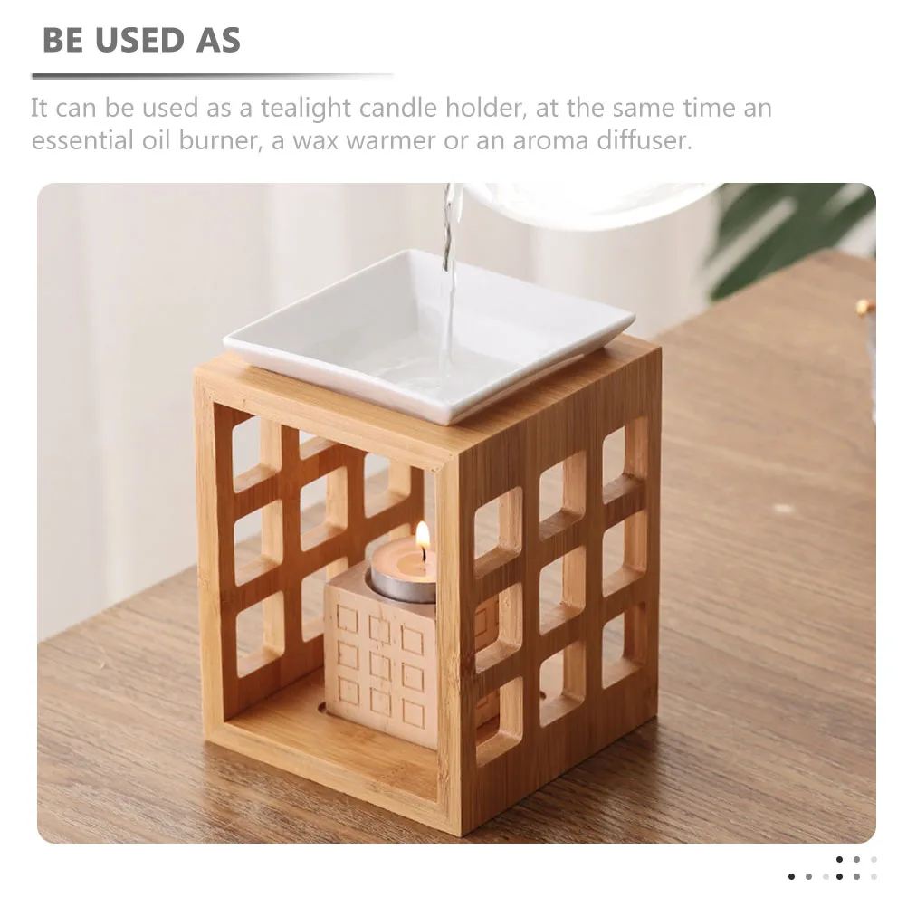 

Aromatherapy Lamp Stove Diffuser Wax Melt Burner Tealight Holder Wooden Warmer Ceramics for Scented