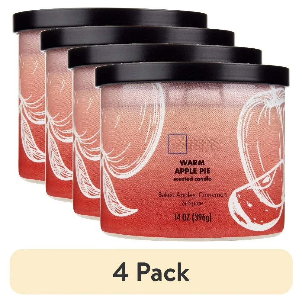 

(4 pack)Hot Sale.NEW. 3-Wick Ombre Wrap Warm Apple Pie Candle, 14-Ounce.Free Delivery..Free shipping