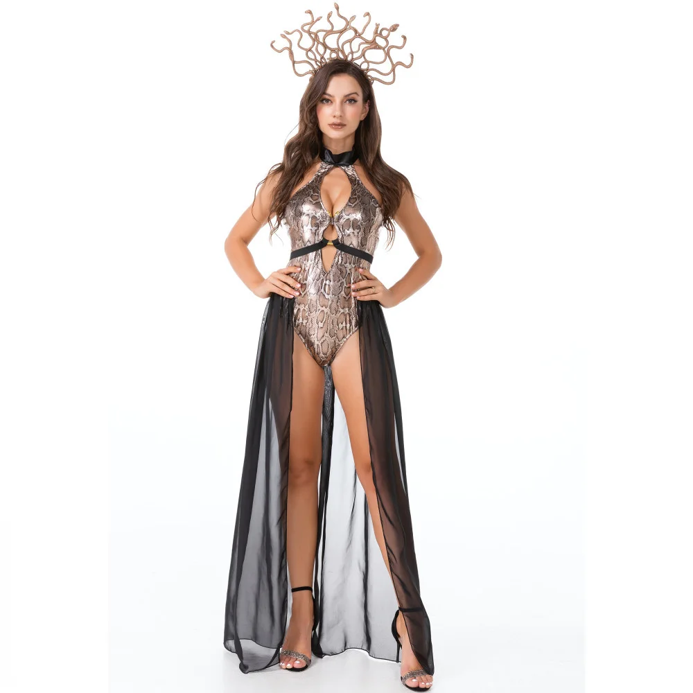 Costume de sorcière siamois imprimé pour adultes, olympiques d'Halloween, vêtements de sirène de salle, mythe grec des prHub, vêtements de cosplay pour femmes