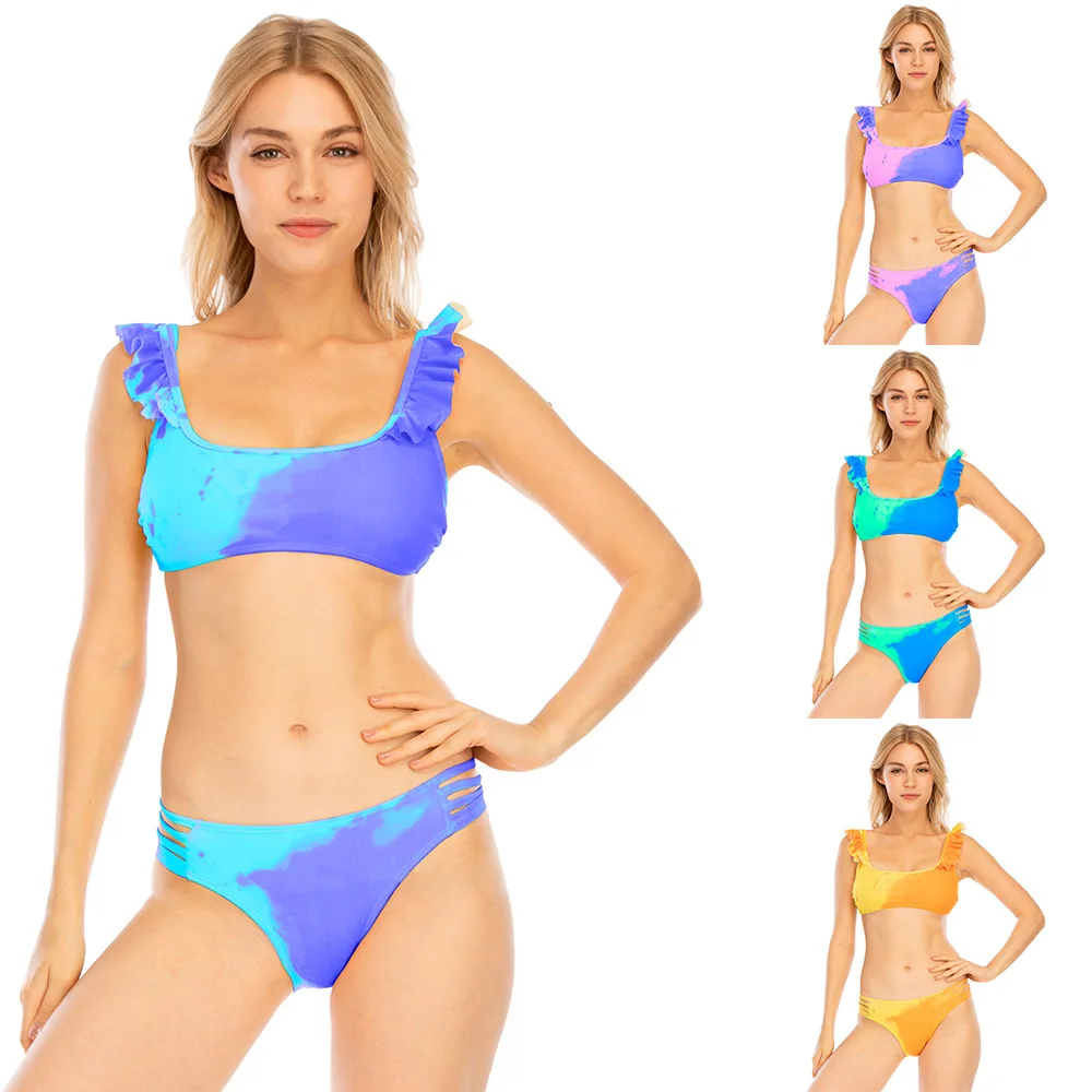 2023 New Women Swimsuit Two-Piece Sexy Bikinis Bikini Set Push Up with Cup Padded Change Color Tie Dye Style Swimming Suit Girl