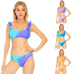 2023 nuove donne costume da bagno due pezzi Bikini Sexy Bikini Push Up con coppa imbottito cambia colore Tie Dye stile costume da bagno ragazza