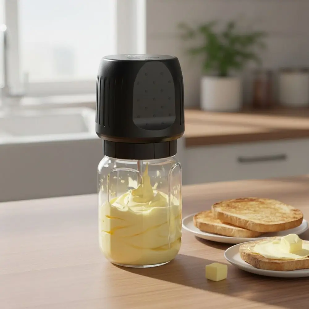 High Speed Motor Electric Butter Blender Large Capacity Quick Butter Churn Efficient Transparent Glass Jar Cream Blender