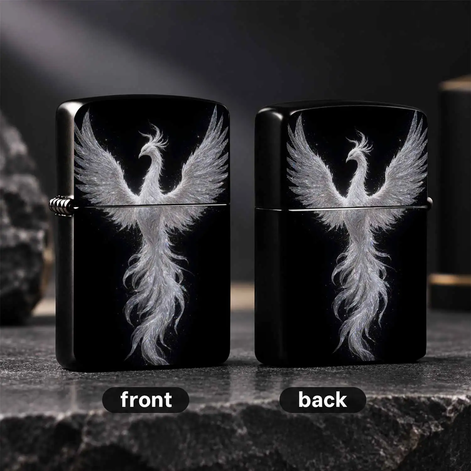 Exquisite Frosted Phoenix Pattern Lighter, Shimmering White Phoenix Design, Multi-Scenario Available For Daily Commute, Outdoor Trips, Family Gatherings, Business Events, Smooth Grip, Elegant Aesthetic Display, Ideal For Personal Use Or Gif